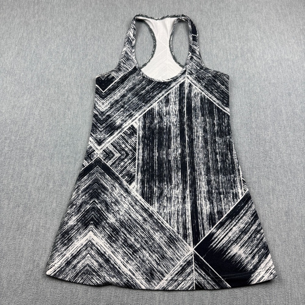 Lululemon Tank Top Women 4 Black Cool Racerback Geometric Gym Yoga Workout Train